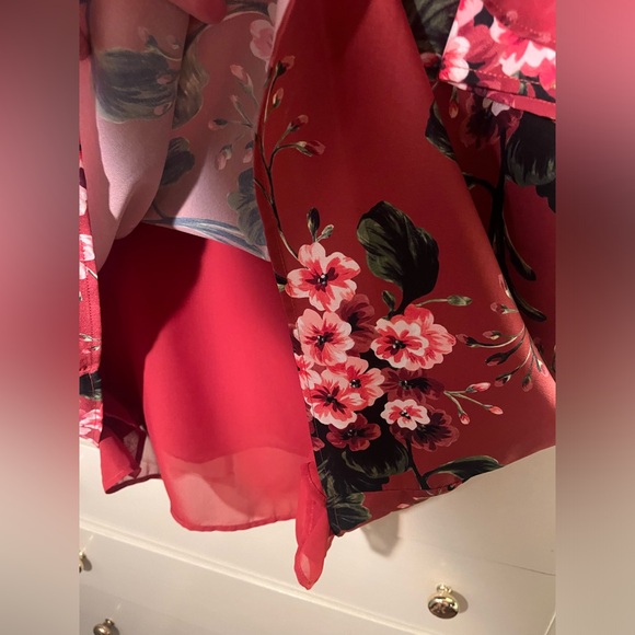 Eloquii Red Rose Floral Drape Midi Dress - PLUS Size 24 - Picture 5 of 8